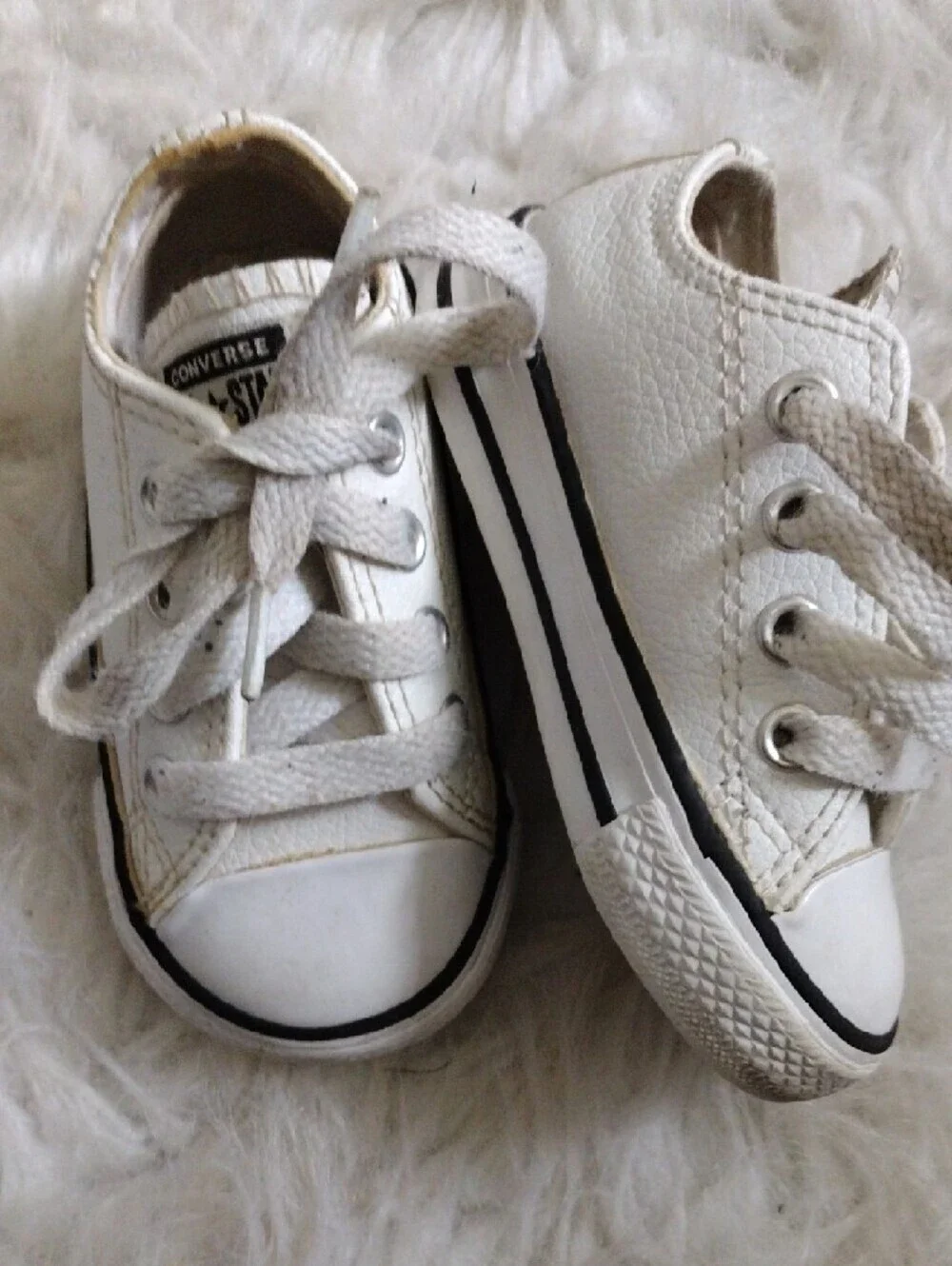 Converse Kids White Low-Top Sneakers with Black Trim